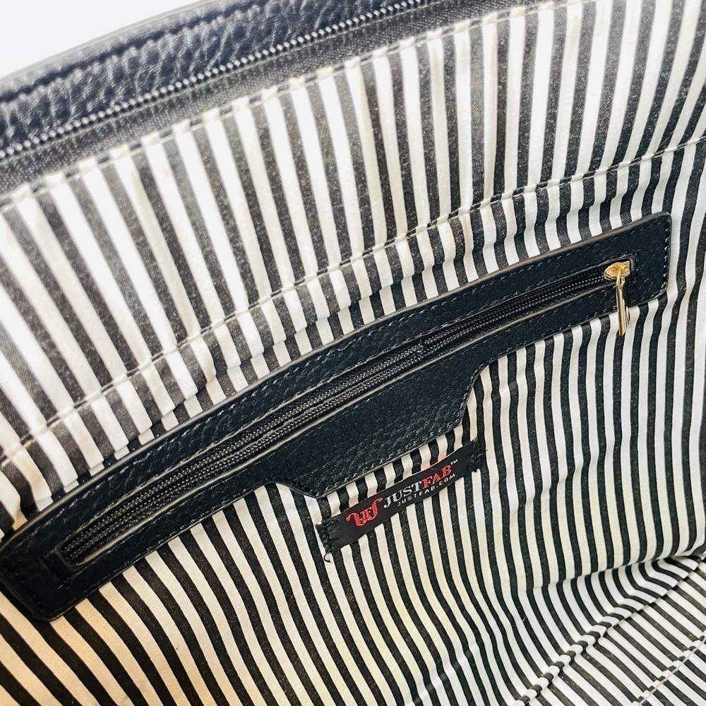 JUSTFAB Legacy Black Faux Leather Handbag Tote - Picture 8 of 12